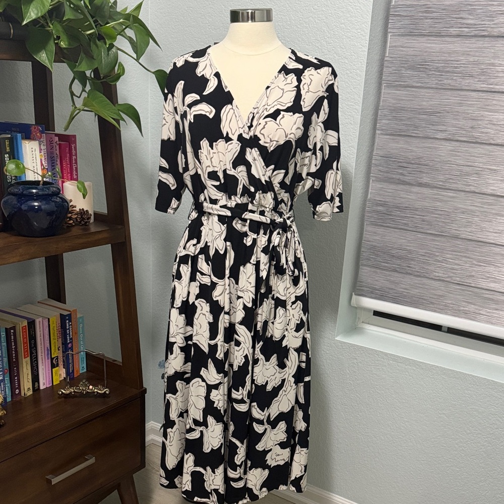 Torrid Midi Studio Splice Knit Faux Wrap Dress 1XL